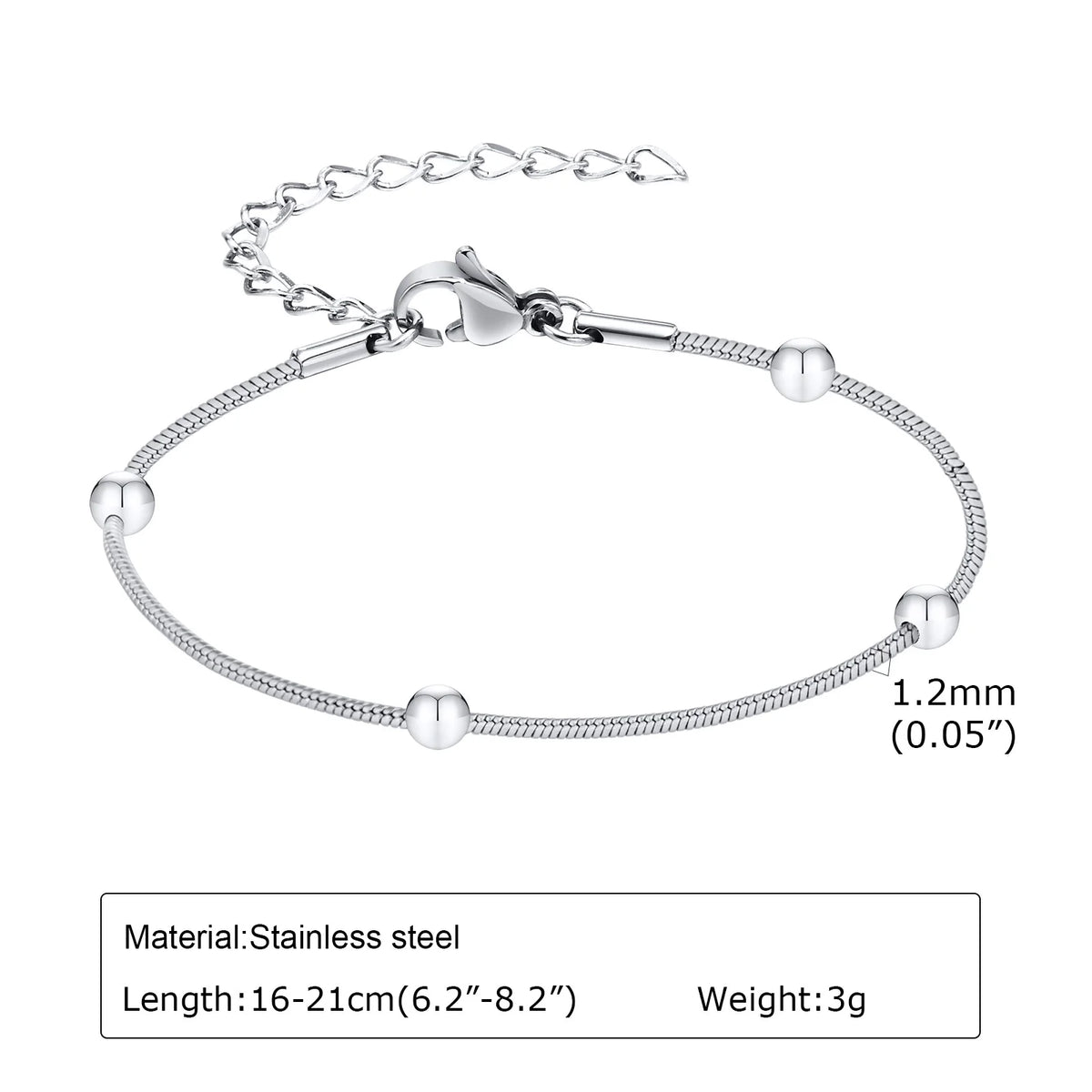 Women Chain Bracelet Silver Color, Stainless Steel Link Stackable Bracelets, Layered Waterproof Gifts