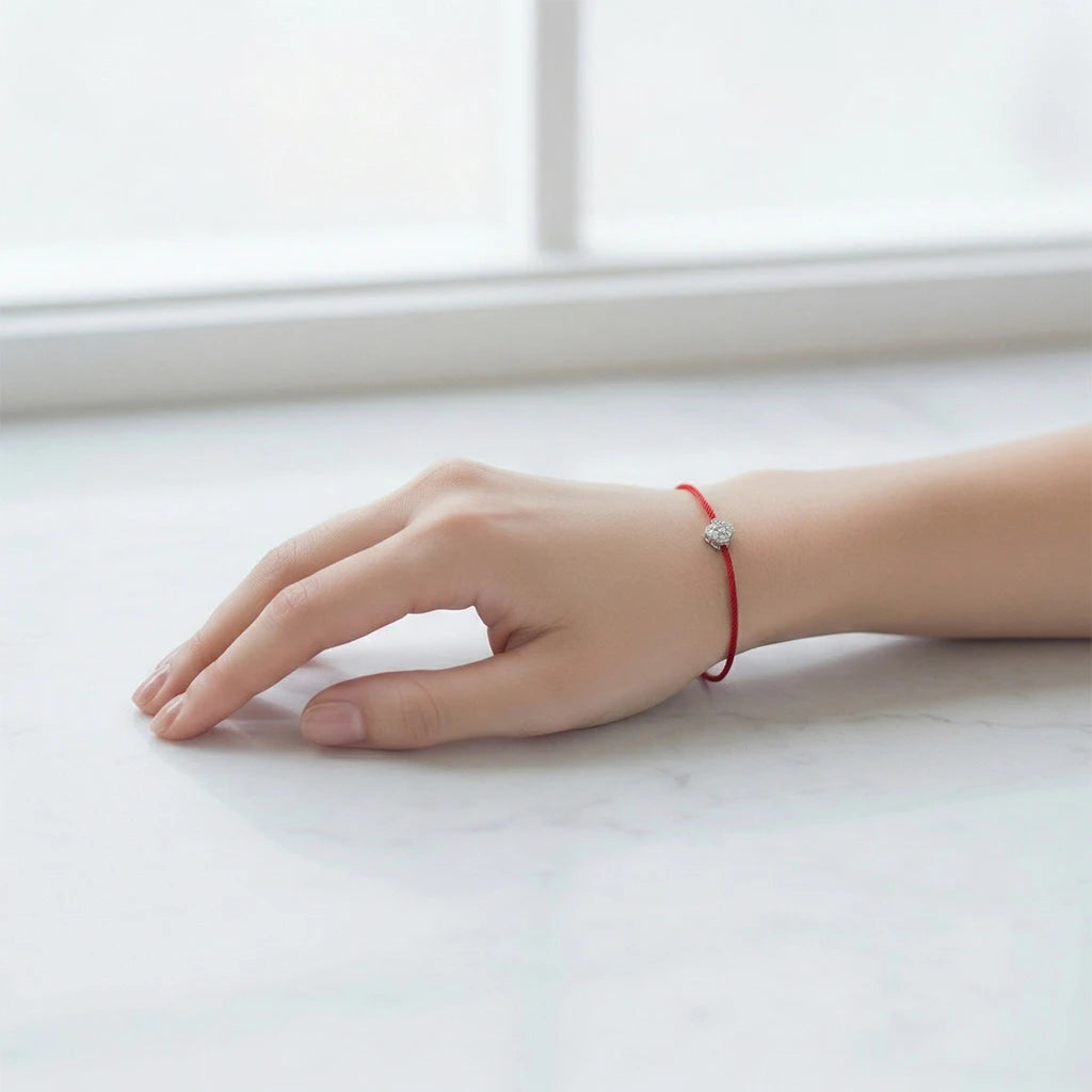 La Monada Red Thread For Hand Women's 925 Sterling Silver Bracelets Square Zircon Red String Rope Jewelry Bracelets For Women