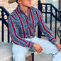 2024 Men's Long Sleeve Western Denim Shirt, Outdoor Casual Party, HD Pattern, Soft and Comfortable Button Lapel T-shir
