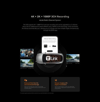 【Free 128G Card】DDPAI Z60 Dual Dash Cam Front and Rear 4K+1080P Dashcam Car DVR Dash Camera GPS ADAS Nightvision Park Monitor