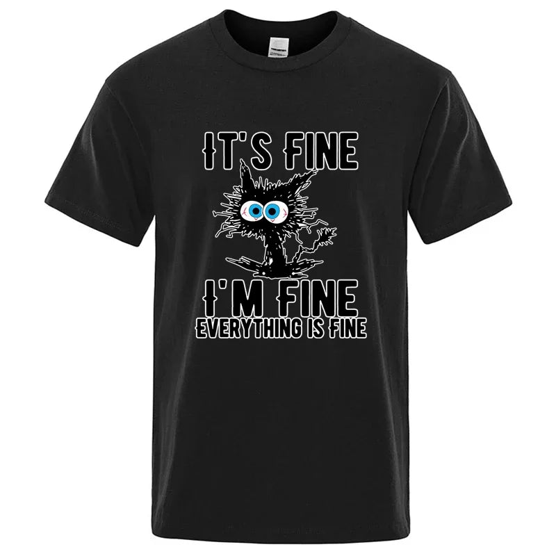 Men's High Quality T-shirt Cotton Blend Funny Cool Cat Printed T-shirt Casual Men Short Sleeve T-shirt for Men T-Shirt Male Top