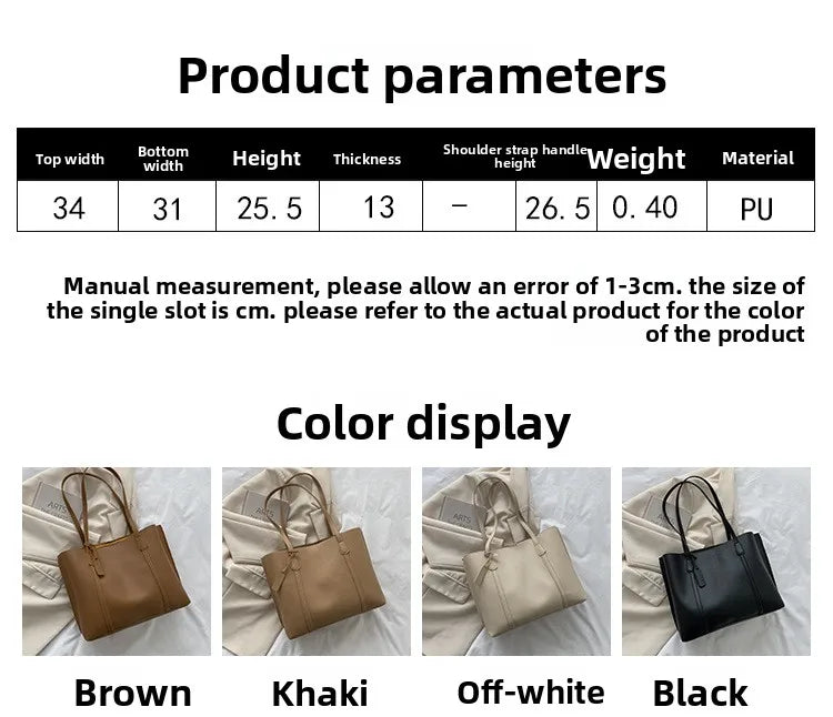 Large Capacity Women's Bag, New Soft Leather Tote Bag, Casual and Versatile Single Shoulder Bags for Woman Korean Style Handbags