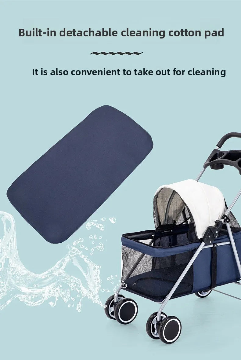 Outdoor Portable Folding Pet Stroller Small Cat Dog Rabbit Hamster Lightweight Vehicle Compatible Carrier Pet Trolley