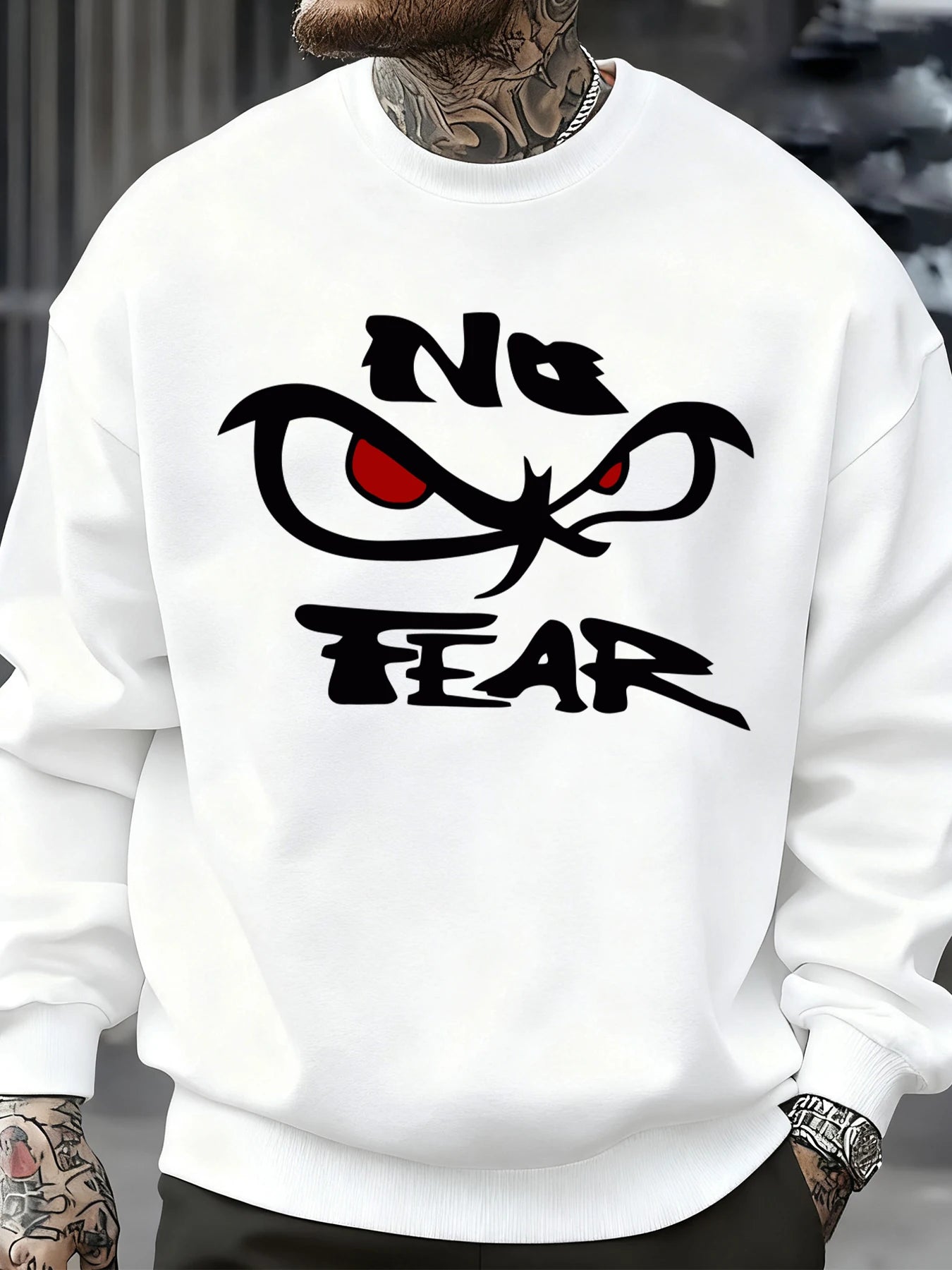 No Fear Determined Gaze Prints Mens Pullovers Soft Casual Sweatshirts Autumn Oversize Streetwear Crewneck Fleece Clothing Unisex