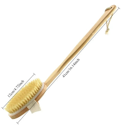 1PC Detachable Long Handle Bath Brush Natural Bristles Wooden Shower Brush Exfoliating Body Scrubber Back Massager Bathing Tools