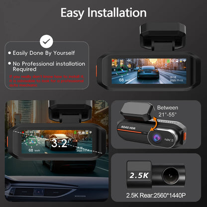 4K 3840*2160P Dash Cam WiFi GPS ADAS Front 4K Rear 2.5K DVR Video Recorder 24H Night Vision Dashcam Car Camera For Car Black Box