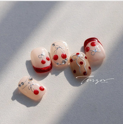 Fresh Sweet Fruits Strawberry Cherry Bowknot Love Heart Lemon 5D Nail Art Stickers Self Adhesive Decorations Nail Manicure Decal