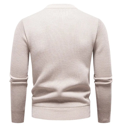 New Sweater Men Casual Knitted Pullover Solid Color Warm Regular Fit Round Neck Sweater Pullovers Mens Sweatwear