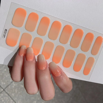 Semi-cured Gel Nail Stickers Solid Color Nail Semi-baked Tips Full Paste Nail Decals UV Lamp Need