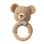 1pc Baby Teether Music Rattles for Kids Animal Crochet Rattle Elephant Giraffe Ring Wooden Babies Gym Montessori Children's Toys