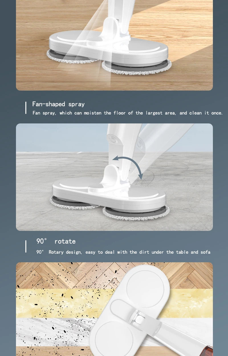 Wireless Electric Spin Mop Cleaner Automatic 2 in 1 Wet & Dry Home Cleaner Car Glass Ceiling Door Windows Floor Scrubber Machine
