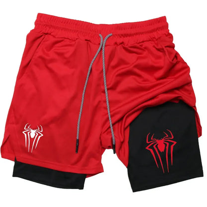 Men's Workout Compression Set Y2K Spider Printed Gym Tshirts Breathable Running Shorts Quick Dry Sports Rash Guard Sportwear Set