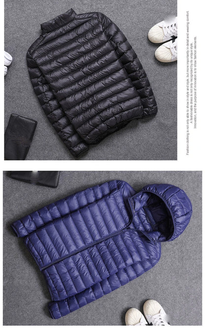 Men's All-Season Ultra Lightweight Packable Down Jacket Water and Wind-Resistant Breathable Coat Big Size Men Hoodies Jackets