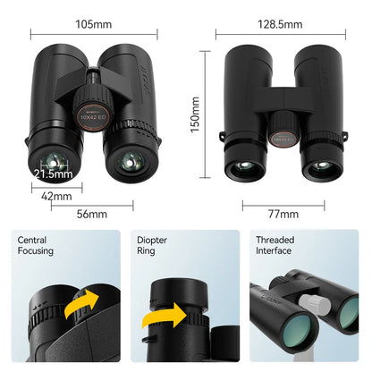 Svbony SV202 Upgraded Wide-angle ED Binoculars 8x32/8x42/10x42 Bak4 Prism IPX7 Waterproof Fogproof for Bird Watching Camping