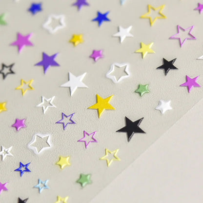 Grid Patterned Star Bowknot Cherry Polka Dot Line Colorful Geometric Five-pointed Star Adhesive Nail Art Sticker Manicure Decal