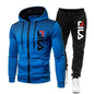 Mens Tracksuits+Sweatpants Two Pieces Suits 2025 Winter Print Zipper Hooded Sweatshirt Casual Fitness Jogging Sports Pants Sets