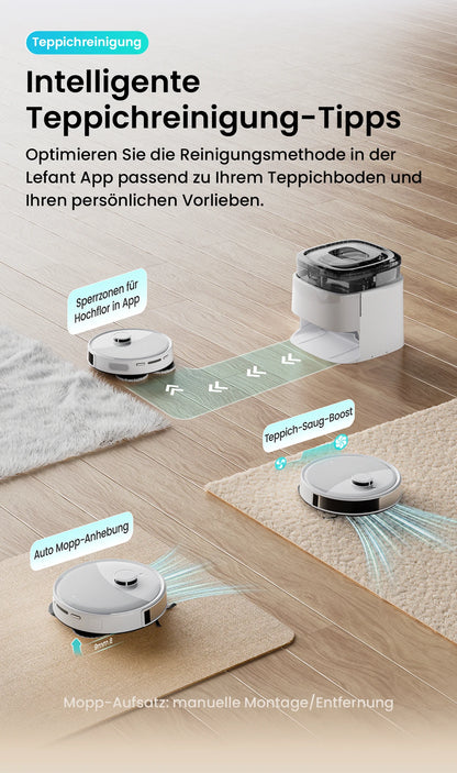LEFANT M3L Robot dust vacuum cleaner all-in-one charging station 12000 Pa suction 220 min battery life DToF navigation Double R