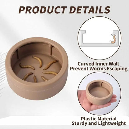 Portable Escape-Proof Reptile Food Dish Compact Multi-purpose Worm Water Dish Non-Tip Reptile Bowls Bearded Dragon