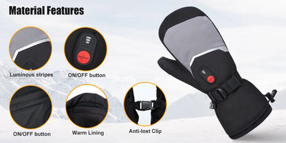 Heated Gloves For Winter 7.4V Rechargeable Battery Powered Electric Heating Hand Warmer Skiing Glove For Fishing Skiing Cycling