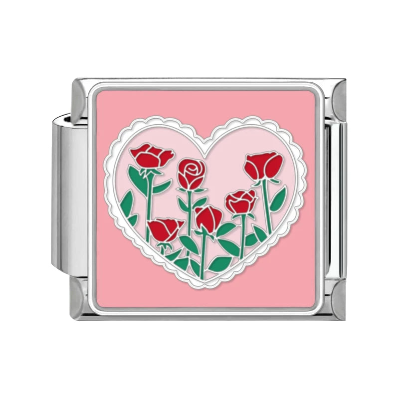 Y2K Series Heart Flowers Cherry Ball Butterfly Italian Charm Links Fit 9mm Stainless Steel Bracelet DIY Making Jewelry Gifts