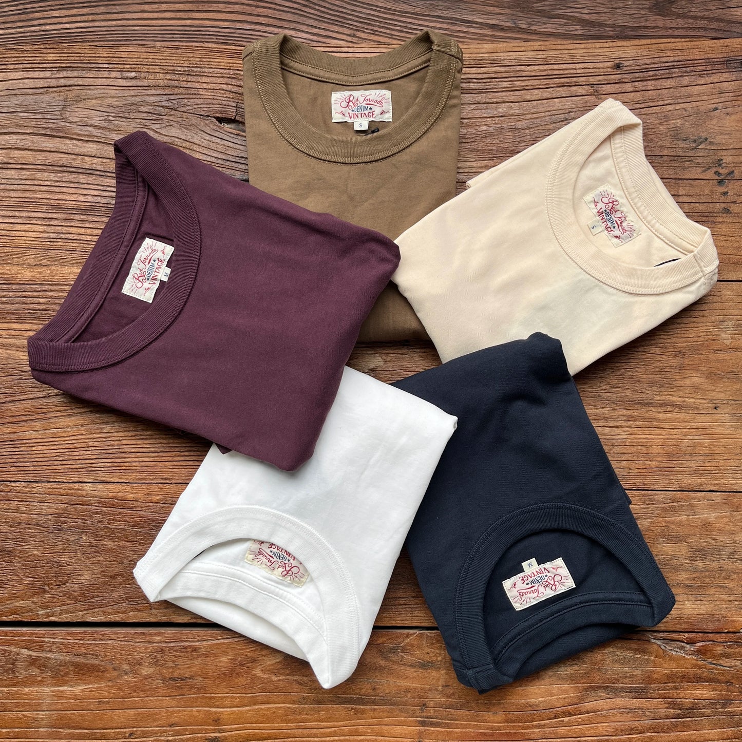 T1-0006 Red Tornado Big US European Size Crew Neck T-Shirts Men 270gsm Heavy  100% Cotton Casual Tee Shirt