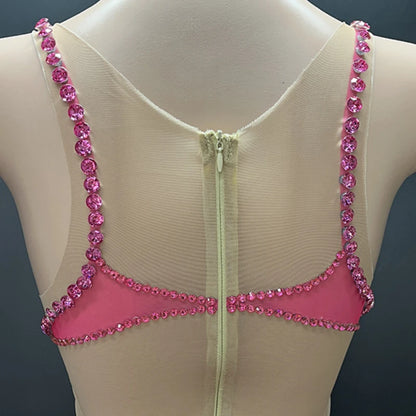 Thin Suspenders Fake Meat Mini Hip Skirt Bar Dance Dress Music Festival Singer Costume Party High-end Performance Dress Vestito