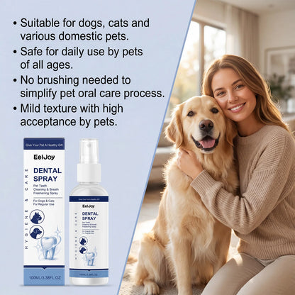 Pet Dental Care Spray Remoce Plaque & Tartar Buildup Reduce Odor Soothe Inflamed Sensitive Gums No Brushing Teeth Cleaning Spray