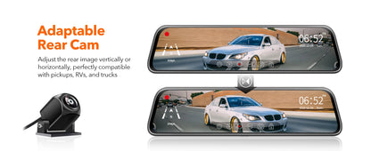 WOLFBOX G840S 12"IPS Dash Camera 4K Rearview Dash Cam GPS Video Recorder Night Vision HD Dual Cameras Car Dvr Parking Monitor