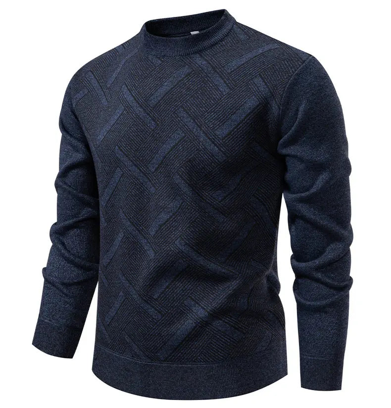 New Sweater Men Casual Knitted Pullover Solid Color Warm Regular Fit Round Neck Sweater Pullovers Mens Sweatwear