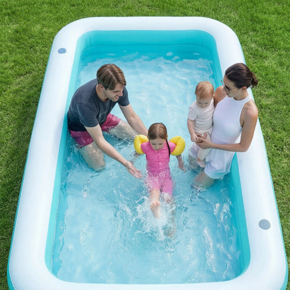 Sloosh 130 x 72 x 22 inches Inflatable pool for adults with seats durable and thick above ground for backyard garden lawn party