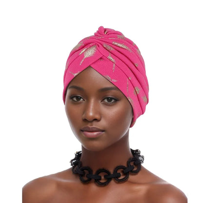 Feather Gold Stamping Fabric Turban Cap for Women African Wrap Head Bonnet Muslim Under Scarf Hat Turbante Mujer
