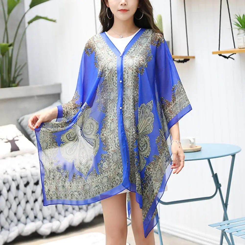 Women Shawl Cashew Print Beads Ladies Loose-fitting Sexy Cover Up for Vacation Woman Scarf Ladies Shawl