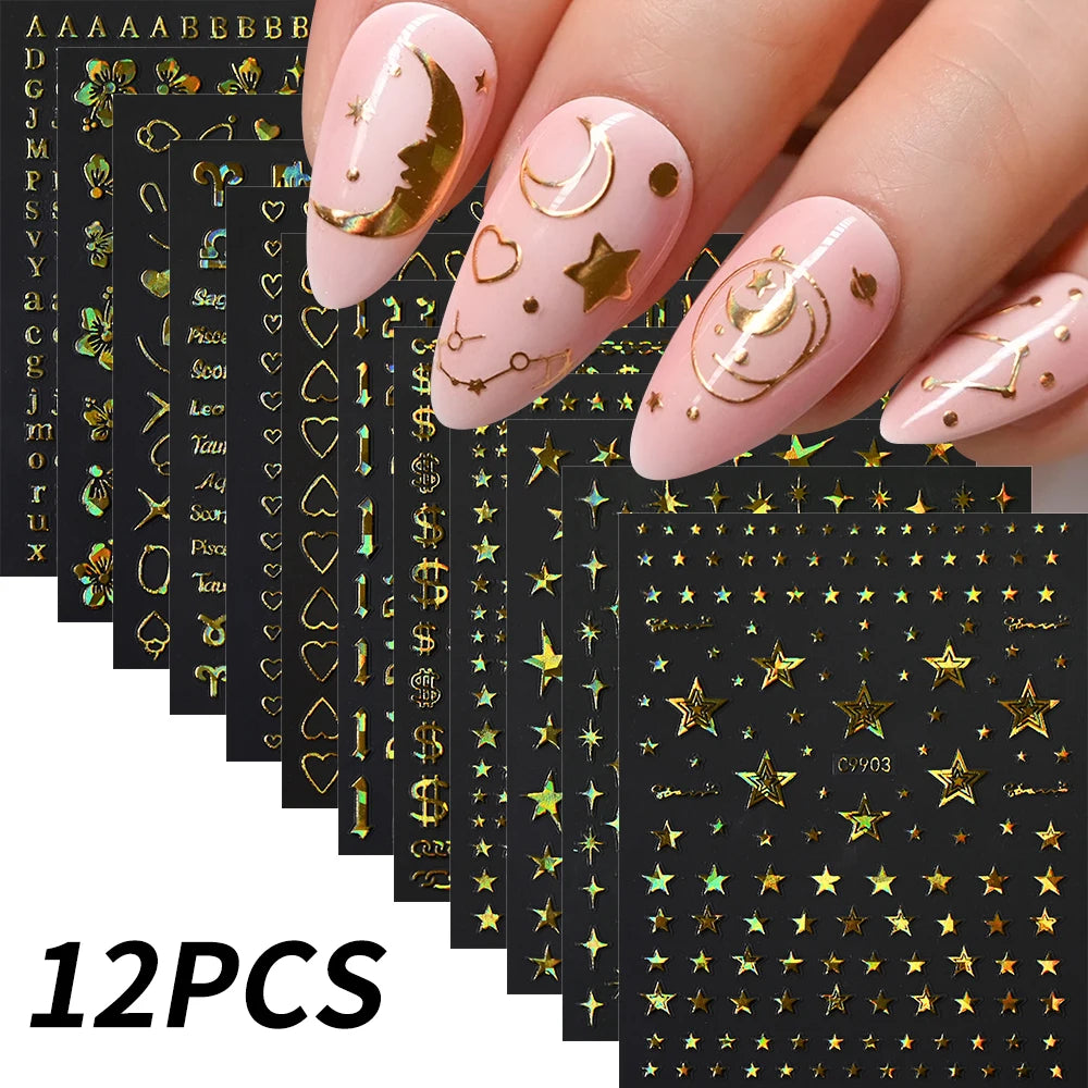12pcs/set Cute Cartoon Dog/Cat Nail Art Stickers 3D Graffiti Black Cat Dog  Nail Decals 8*10cm Self-Adhesive Cartoon Nail Art Su