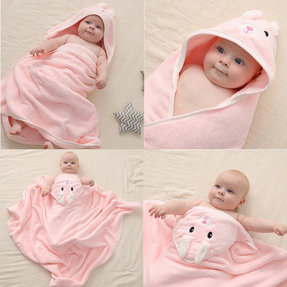 Baby Bath Towel Boy Girl Baby Towel Newborn With Hood Cartoon Coral Fleece Infant Towel Blanket Newborn Baby Bathrobe Infan