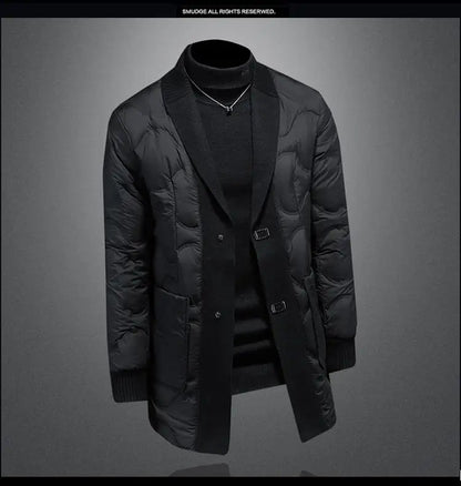 High quality 2025 Winter 90% White Duck New Fashion British Style Casual Loose Slim Mid-length Down Jacket