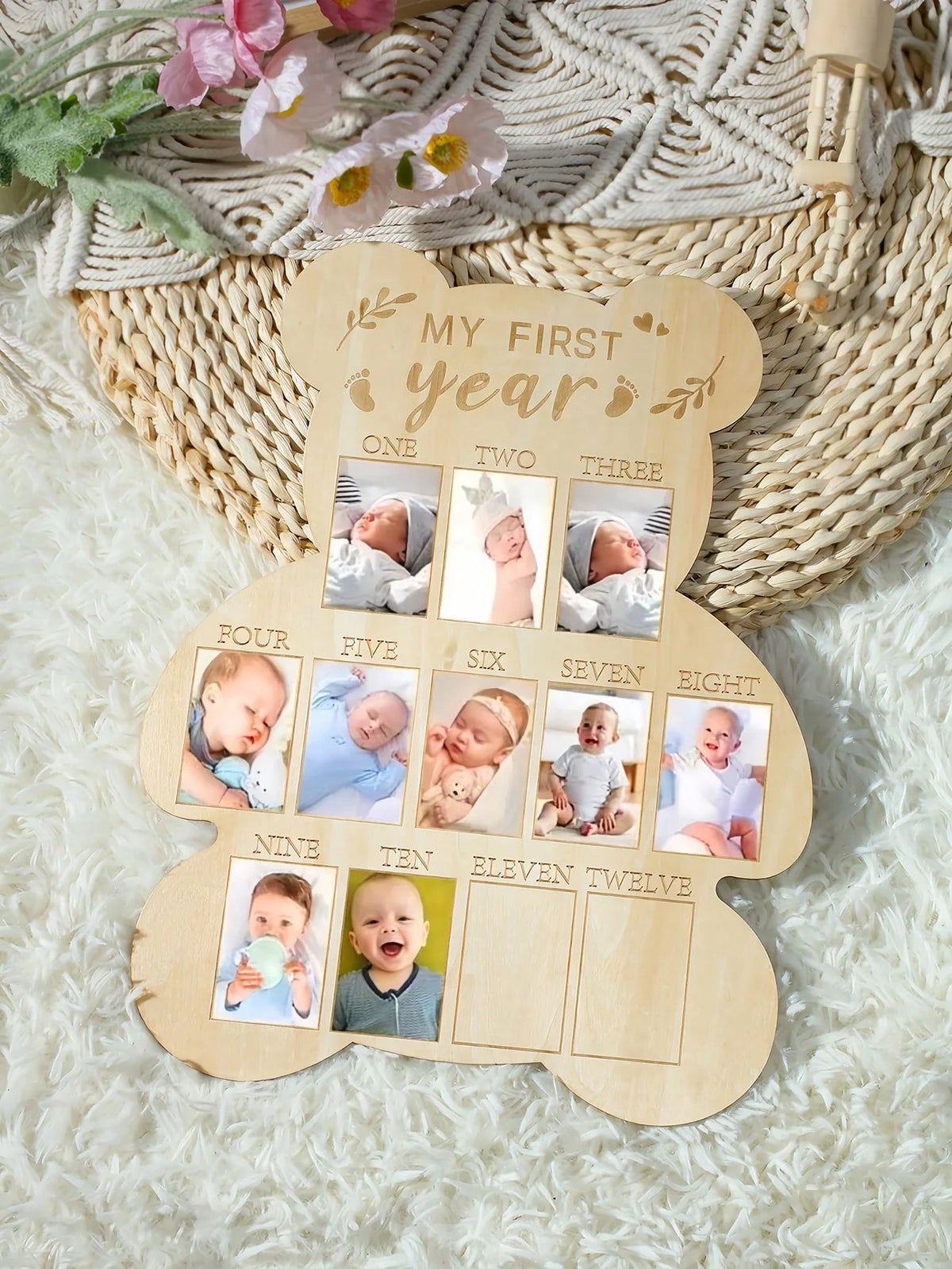 Ylsteed Newborn First Year Photo Frame Photography Props 12 Month Baby Growth Picture Record Milestone Board Baby Souvenirs gift