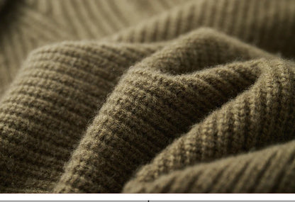 Pullover sweater for men, men's lapel sweater 2025 new loose knit autumn and winter full sleeved men's 100% Australian wool swea