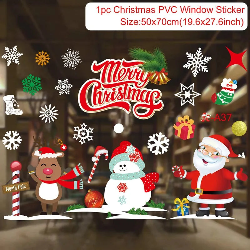 Christmas Window Stickers Christmas Wall Sticker Kids Room Wall Decals Merry Christmas Decorations For Home New Year Stickers