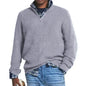 Men's Wool Blend Knit Sweater Casual Long Sleeve Zipper Collar Pullover Sweaters Winter Outdoor Warm Stripes Pullover Jumper