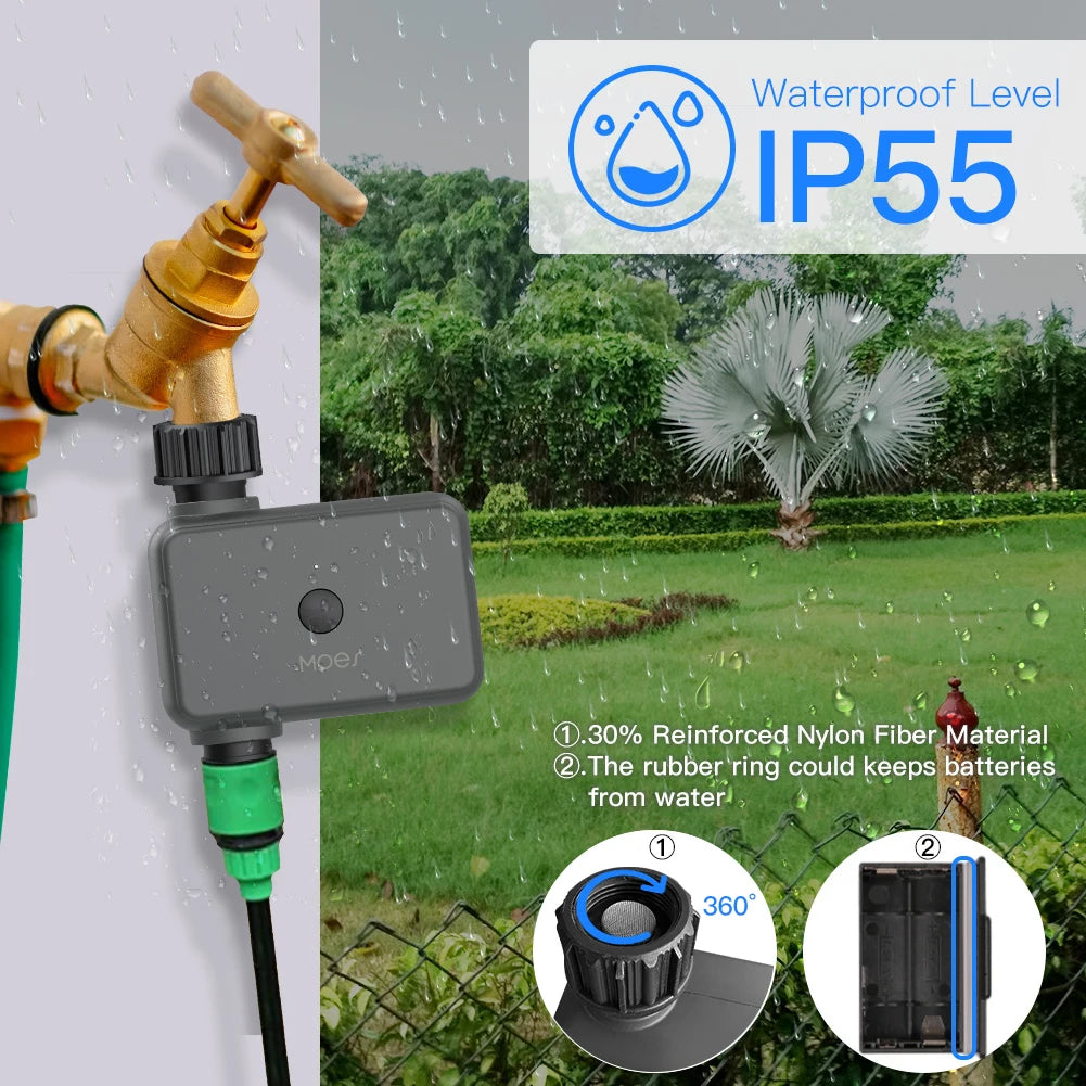 Moes Smart Tuya Bluetooth Water Timer Rain Delay Programmable Irrigation Timer with Automatic and Manual Watering