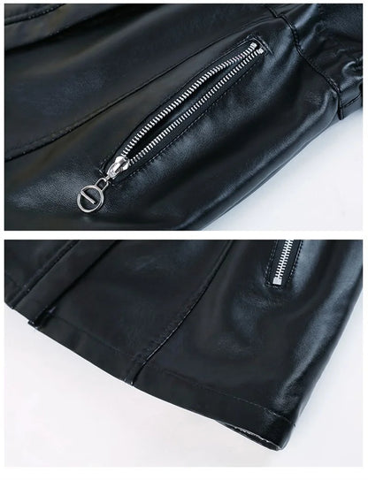 Winter Coat New Fashion Soft Leather Clothes Women's Long Sheep Leather Jacket Plus Velvet Padded Warm Coat