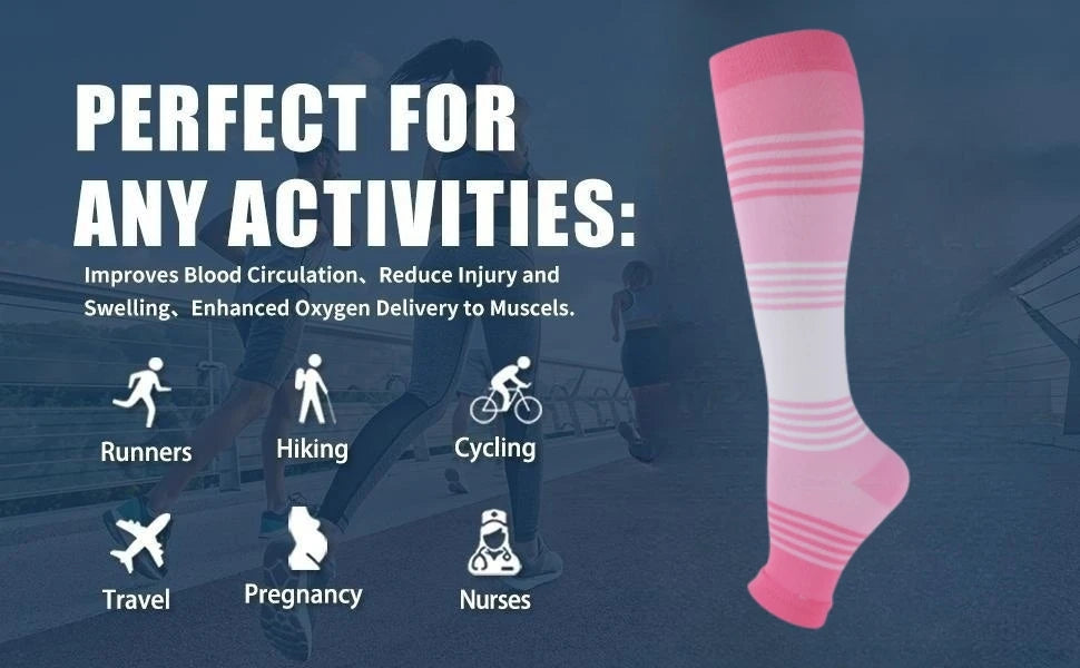 10 Styles Compression Stocking Prevent Calf Varicose Veins Soreness Pressure Cycling Professional Leg Support Nurse  Women Socks