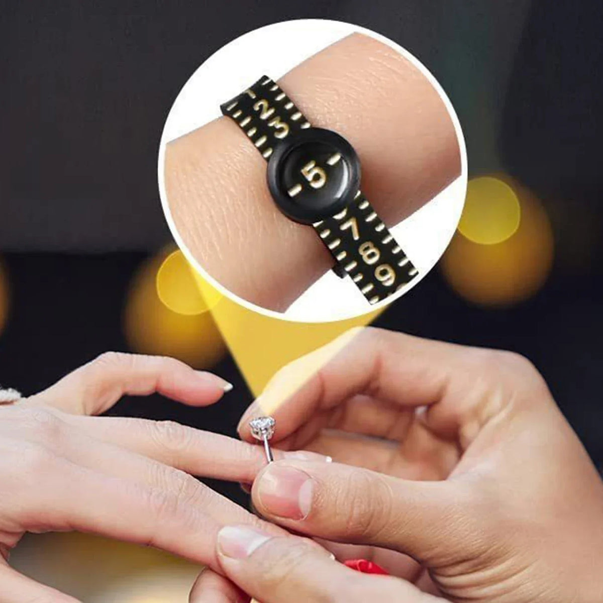 Adjustable Ring Sizer with Magnifier US/UK/EU/HK Size Chart Reusable Finger Measuring Tool for Accurate Ring Sizing