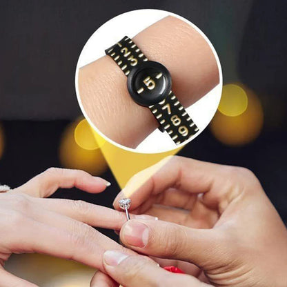 Adjustable Ring Sizer with Magnifier US/UK/EU/HK Size Chart Reusable Finger Measuring Tool for Accurate Ring Sizing