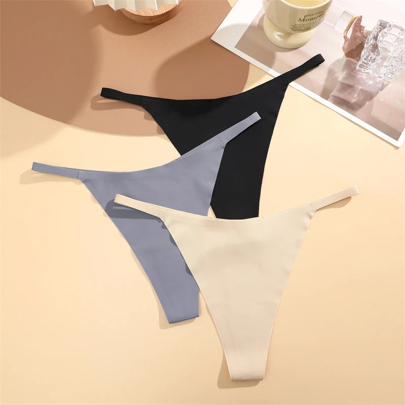 4PcsSet Seamless Ultra-thin Underwear Women Sexy Thin Belt Panties Female High Stretch Thongs Girls Breathable G-String Lingerie