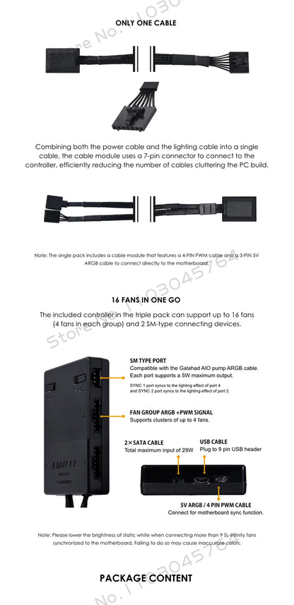 Lian Li Uni Fan SL-INF 120 Infinity Mirror Case Radiator Fan Cableless Gen.3th 12cm Watercooler Forward/ Reversed Blade