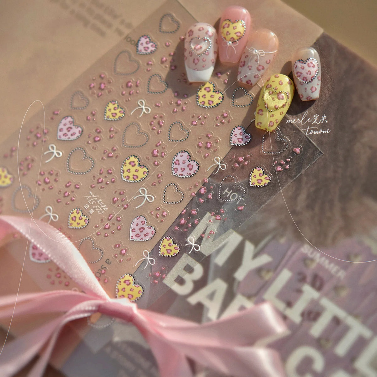 Autumn Winter Leopard Print Bow Nail Art Stickers 3D Thin Tough Nail Sticker Cute Bow Self Adhesive Nails Decorations Decals DIY