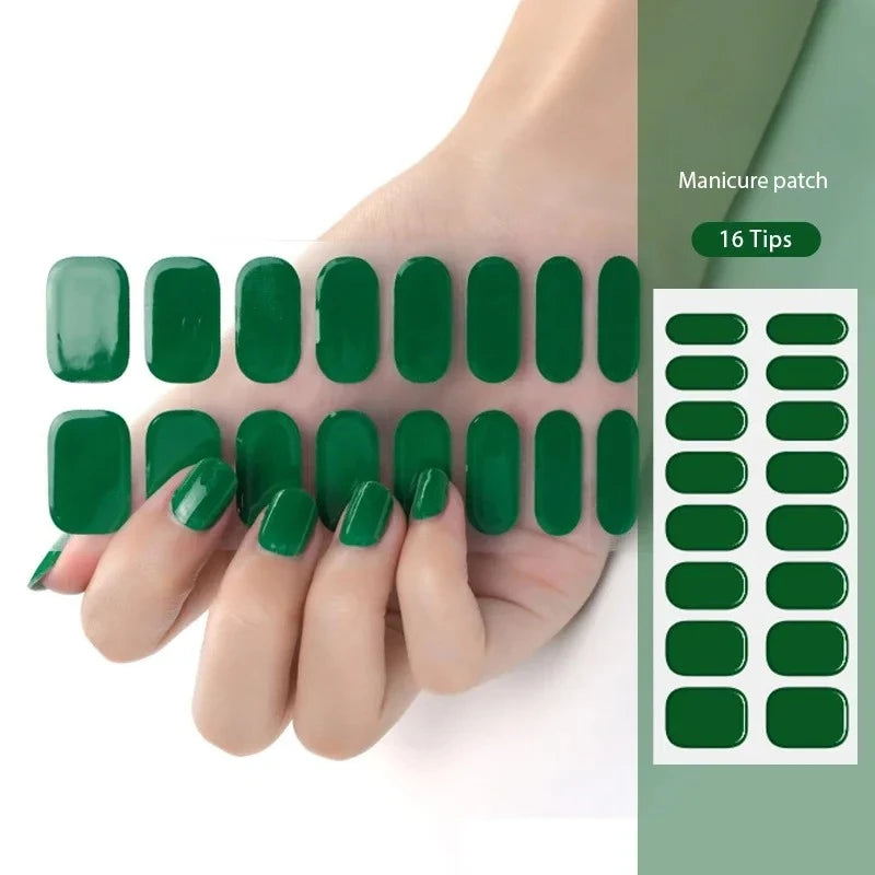 16/22 Tips Semi Cured Gel Nail Stickers for UV Lamp Designer Adhesive Nail Gel Wraps DIY Long-lasting  Nail Decoration
