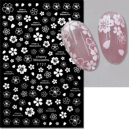 3d Nail Art Decals Spring Booming Violets Lavenders Purple Blue Pink Flowers Butterflys Stickers Decoration For Nail Tips Beauty