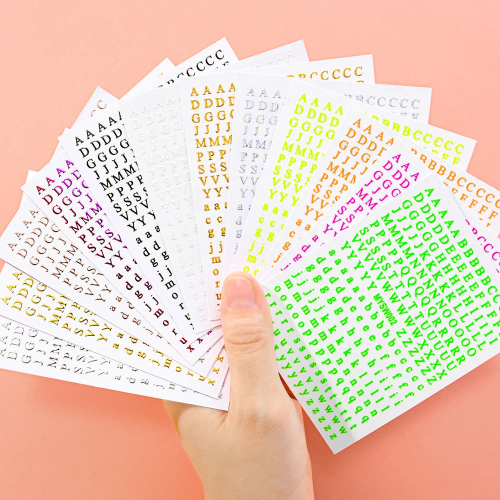 1Pcs 3D Alphabet Nail Sticker Laser Silver/Gold 26 English Letters Nail Art Decals Self Adhesive Manicure 8*10cm Letter Sticker